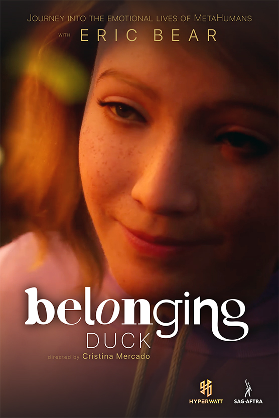 Belonging DUCK Episode Poster, featuring a close-up shot of the character Katie Jo, a young girl in warm lighting.