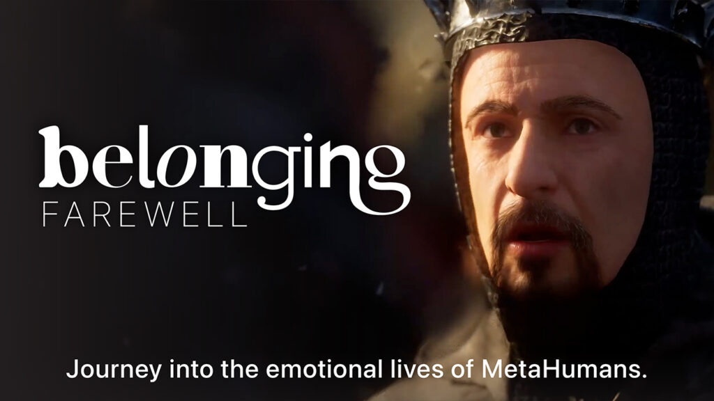 Title card for behind-the-scenes extras for Belonging: FAREWELL, featuring Richard II in medieval armor